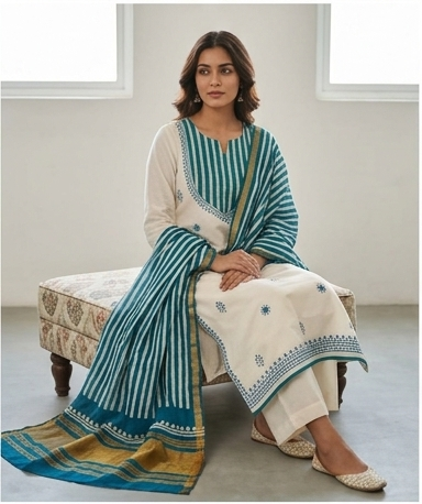 Batik yoke with dupatta ladga patti