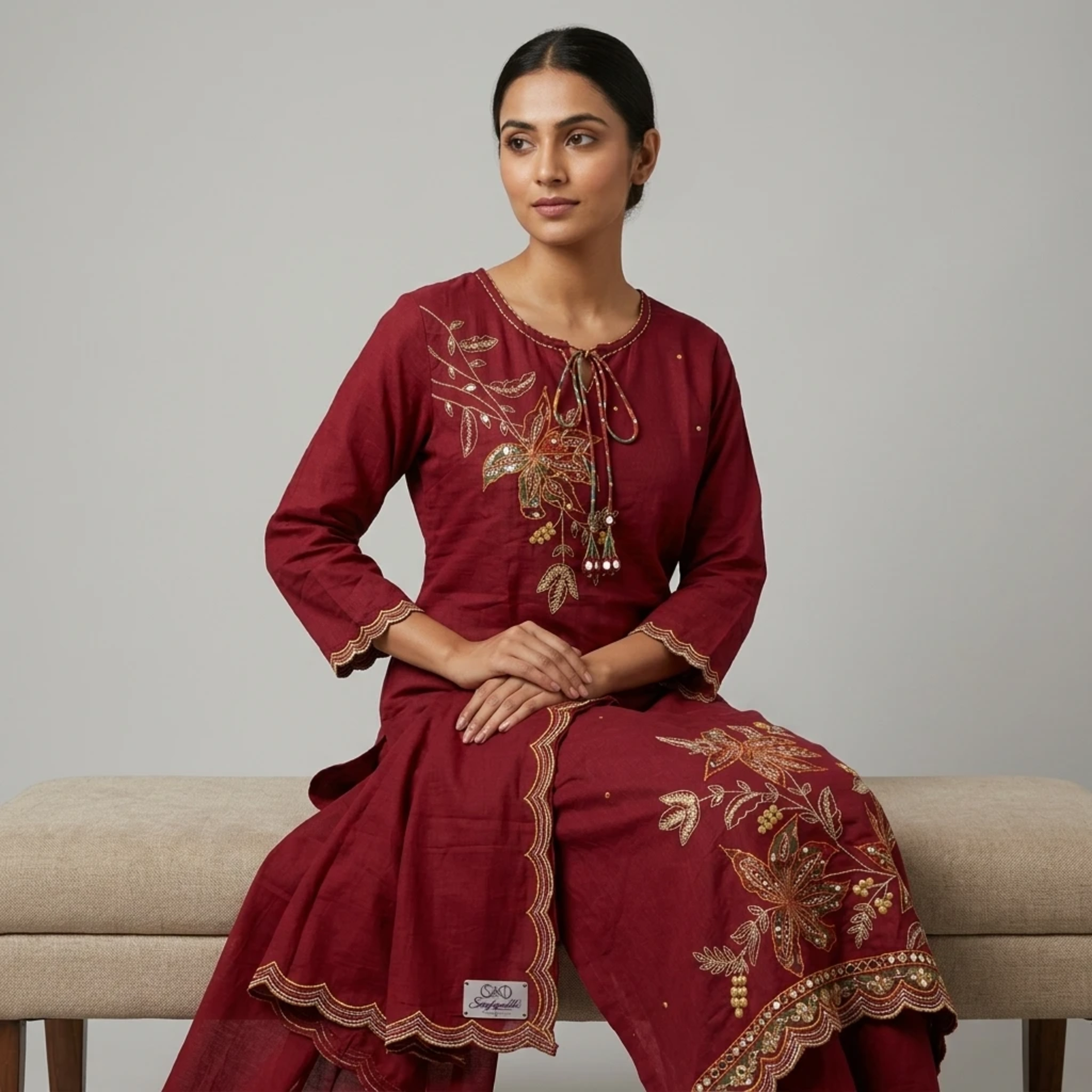 Fancy cotton designer patch & emb. top n bottom with dupatta
