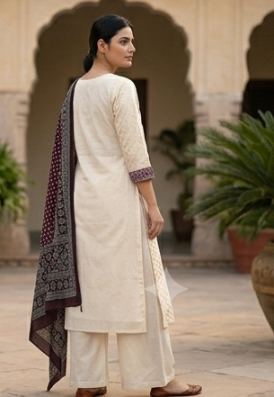 Azrak print yoke n dupatta suit
