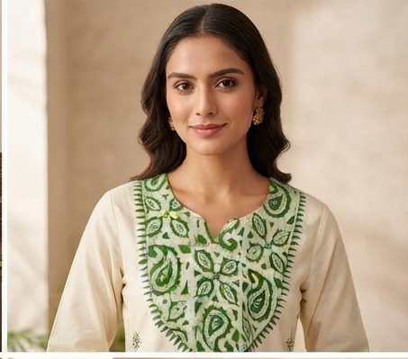 Batik yoke with dupatta ladga patti