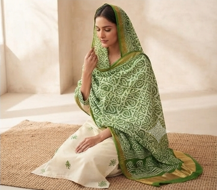 Batik yoke with dupatta ladga patti