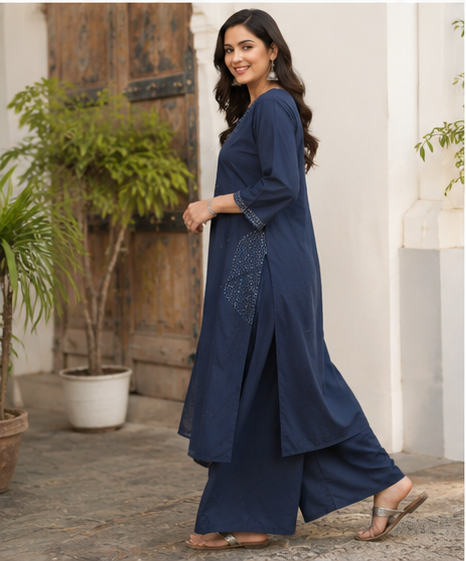 Mirror work yoke with dupatta