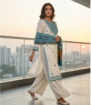 Batik yoke with dupatta ladga patti
