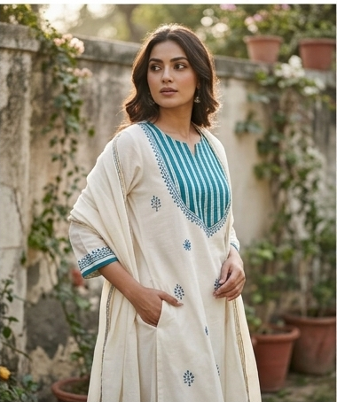 Batik yoke with dupatta ladga patti