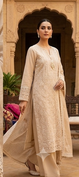 Chikankari Embroidery mal cotton with dupatta