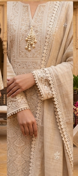 Chikankari Embroidery mal cotton with dupatta