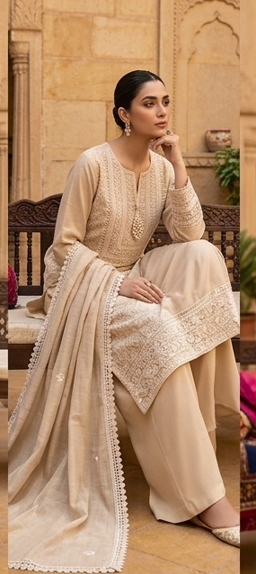 Chikankari Embroidery mal cotton with dupatta